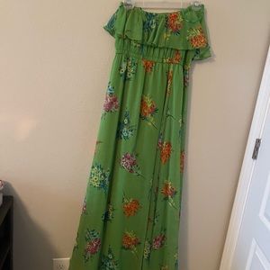 Green medium off the shoulder old navy floral  dress